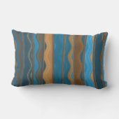 グルーヴィティール(緑がかった色)、ブルー、銅ストライプ製ランバーピロー アウトドアクッション (裏面)