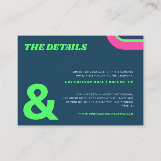 グルーヴィティール（緑がかった色）ライムグリーンレトロ結婚ズ詳細カード エンクロージャーカード (正面)