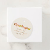 グルーヴィテラコッタピーチレトロカスタムベビーシャワー フェイバータグ (インサイチュ)