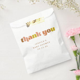 グルーヴィテラコッタピーチレトロカスタムベビーシャワー フェイバーバッグ