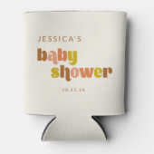 グルーヴィテラコッタピーチレトロカスタムベビーシャワー 缶クーラー (正面)