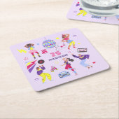 グルーヴィディスコリラガールズパーティーミレニアルレトロ スクエアペーパーコースター (アングル)