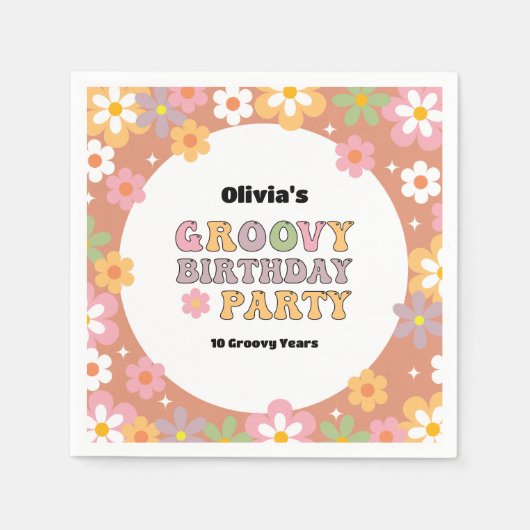 グルーヴィデイジーヒッパイガールズ誕生日 スタンダードカクテルナプキン (正面)