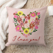 グルーヴィデイジーピンクフラワーハートバレンタインホリデー クッション (ブランケット)