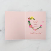 グルーヴィデイジーピンクフラワーハートバレンタインホリデー シーズンカード (内部)