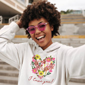 グルーヴィデイジーピンクフラワーハートバレンタインホリデー パーカ