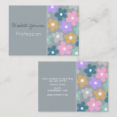 グルーヴィデイジーフラワーズグレーレトロボホフローラ 名刺 (正面/裏面)