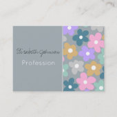 グルーヴィデイジーフラワーズグレーレトロボホフローラ 名刺 (正面)