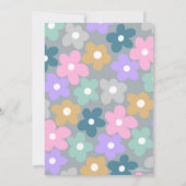 グルーヴィデイジーフラワーズグレーレトロボホフローラ 招待状 (裏面)