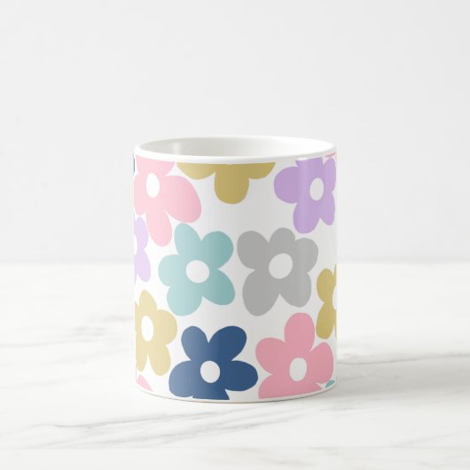 グルーヴィデイジーフラワーズレトロボホフローラ コーヒーマグカップ (中央)