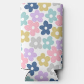 グルーヴィデイジーフラワーズレトロボホフローラ スリム缶クーラー (裏面)