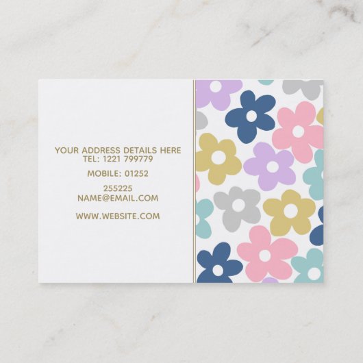 グルーヴィデイジーフラワーズレトロボホフローラ 名刺 (裏面)