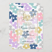 グルーヴィデイジーフラワーズレトロボホフローラ 招待状 (正面/裏面)