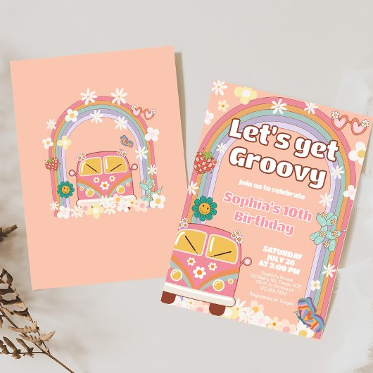 グルーヴィデイジーレインボーバースデーパーティー 招待状