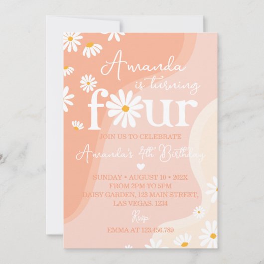 グルーヴィデイジー4th誕生日招待状 招待状 (正面)