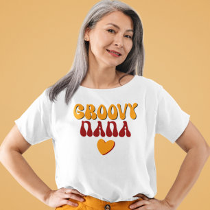 グルーヴィナナレトロタイポグラフィハートTシャツ Tシャツ
