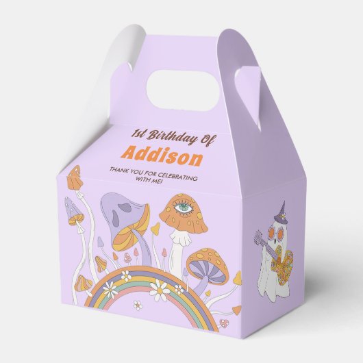 グルーヴィハロウィーンかわいい幽霊誕生日パーティー フェイバーボックス (正面サイド)