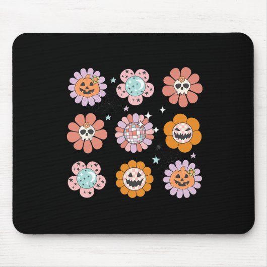 グルーヴィハロウィーンスマイル顔ディスコレトロパンプキンスク マウスパッド (正面)