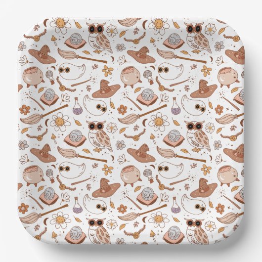 グルーヴィハロウィーンレトロスタイル幽霊 おもしろい ペーパープレート (正面)