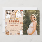 グルーヴィハローウィンパーティかわいい幽霊ベビーシャワー 招待状 (正面)