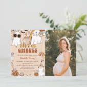 グルーヴィハローウィンパーティかわいい幽霊ベビーシャワー 招待状 (スタンド正面)