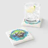 グルーヴィハワイアンサーファー60のレトロティキバーコースター ストーンコースター (横)