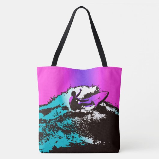 グルーヴィハワイアンサーファー60sレトロモノグラムビーチバッグ トートバッグ (裏面)