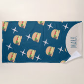 グルーヴィバーガーブルーネームビーチタオル ビーチタオル (正面)