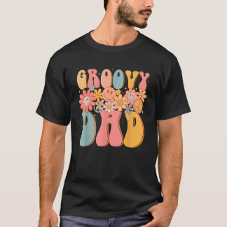 グルーヴィパパレトロファーザーズカラフルデイピースサインS Tシャツ