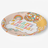 グルーヴィパーティーレトロヒッピー70sレインボー誕生日 ペーパープレート (アングル)
