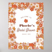 グルーヴィヒッピーフローラテラコッタブライダルシャワー標識 ポスター (正面)