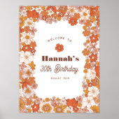 グルーヴィヒッピーフローラテラコッタ誕生日標識 ポスター (正面)