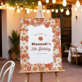 グルーヴィヒッピーフローラテラコッタ誕生日標識 ポスター