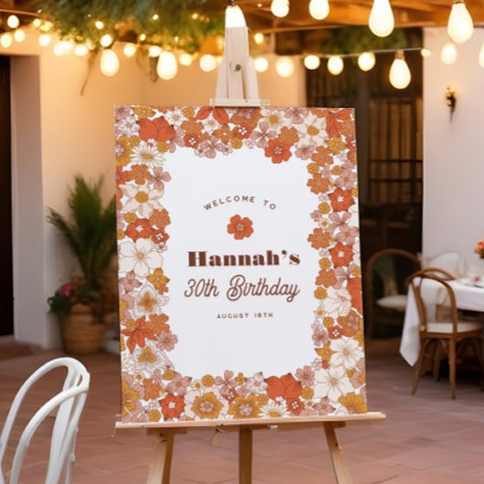 グルーヴィヒッピーフローラテラコッタ誕生日標識 ポスター