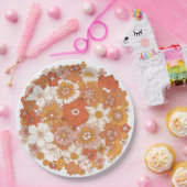 グルーヴィヒッピーフローラピンクオレンジブライダルシャワー ペーパープレート (パーティー)