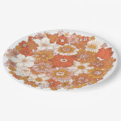 グルーヴィヒッピーフローラピンクオレンジブライダルシャワー ペーパープレート (アングル)