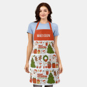 グルーヴィヒッピーレトロメリークリスマスサンタおもしろい エプロン (着用した状態)