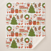 グルーヴィヒッピーレトロメリークリスマスサンタおもしろい シェルパブランケット (正面)