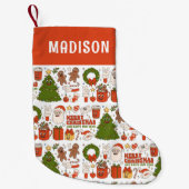 グルーヴィヒッピーレトロメリークリスマスサンタおもしろい スモールクリスマスストッキング (正面)