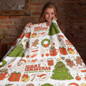 グルーヴィヒッピーレトロメリークリスマスサンタおもしろい フリースブランケット