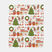 グルーヴィヒッピーレトロメリークリスマスサンタおもしろい フリースブランケット (正面)