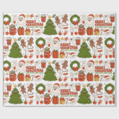 グルーヴィヒッピーレトロメリークリスマスサンタおもしろい ラッピングペーパー (フラット)