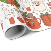 グルーヴィヒッピーレトロメリークリスマスサンタおもしろい ラッピングペーパー (ロールコーナー)