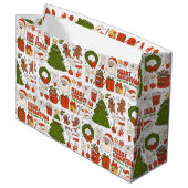 グルーヴィヒッピーレトロメリークリスマスサンタおもしろい ラージペーパーバッグ (正面アングル)