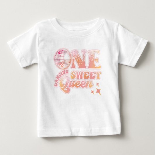 グルーヴィピーチピンクディスコ踊りクイーン ベビーTシャツ (正面)