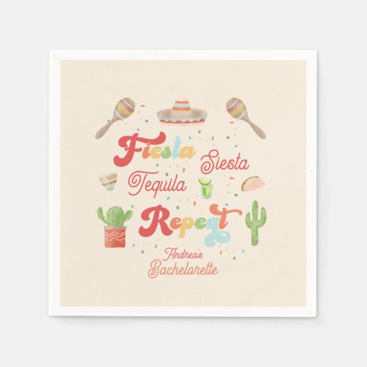 グルーヴィフィエスタシエスタテキラリピートバチェロレッテ スタンダードカクテルナプキン (正面)