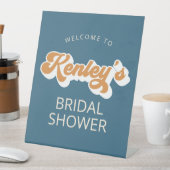 グルーヴィフォントティール(緑がかった色)イエローブライダルシャワーへようこそ 台座サイン (インサイチュ)