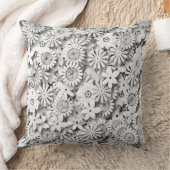 グルーヴィフラワーズガーデンモノクローム クッション (ブランケット)