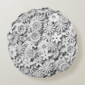 グルーヴィフラワーズガーデンモノクローム ラウンドクッション (裏面)