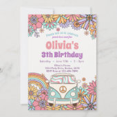 グルーヴィフラワーボホレトロ誕生日招待状 招待状 (正面)
